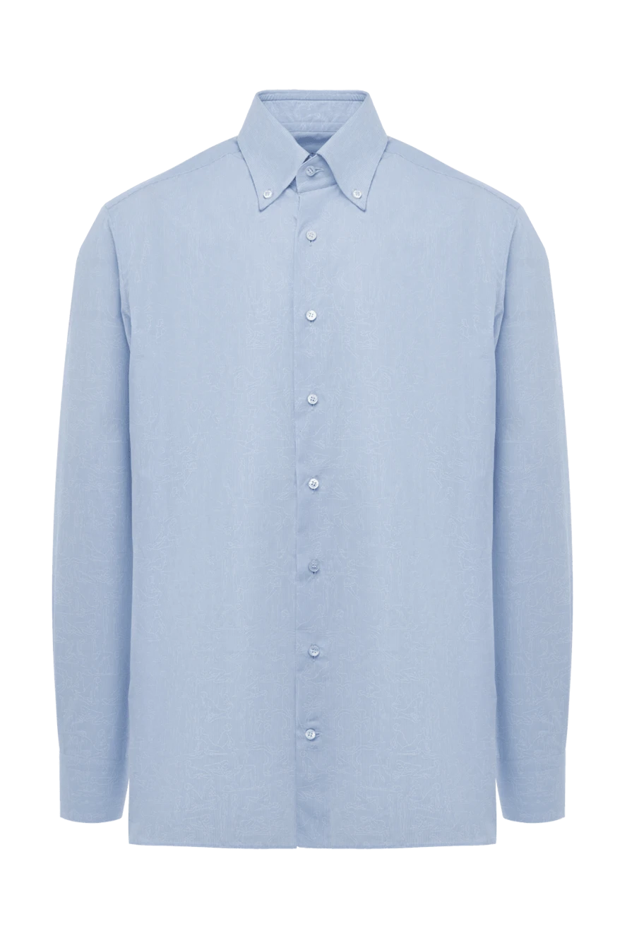 Zilli мужские сорочка из хлопка голубая мужская купить с ценами и фото 150640