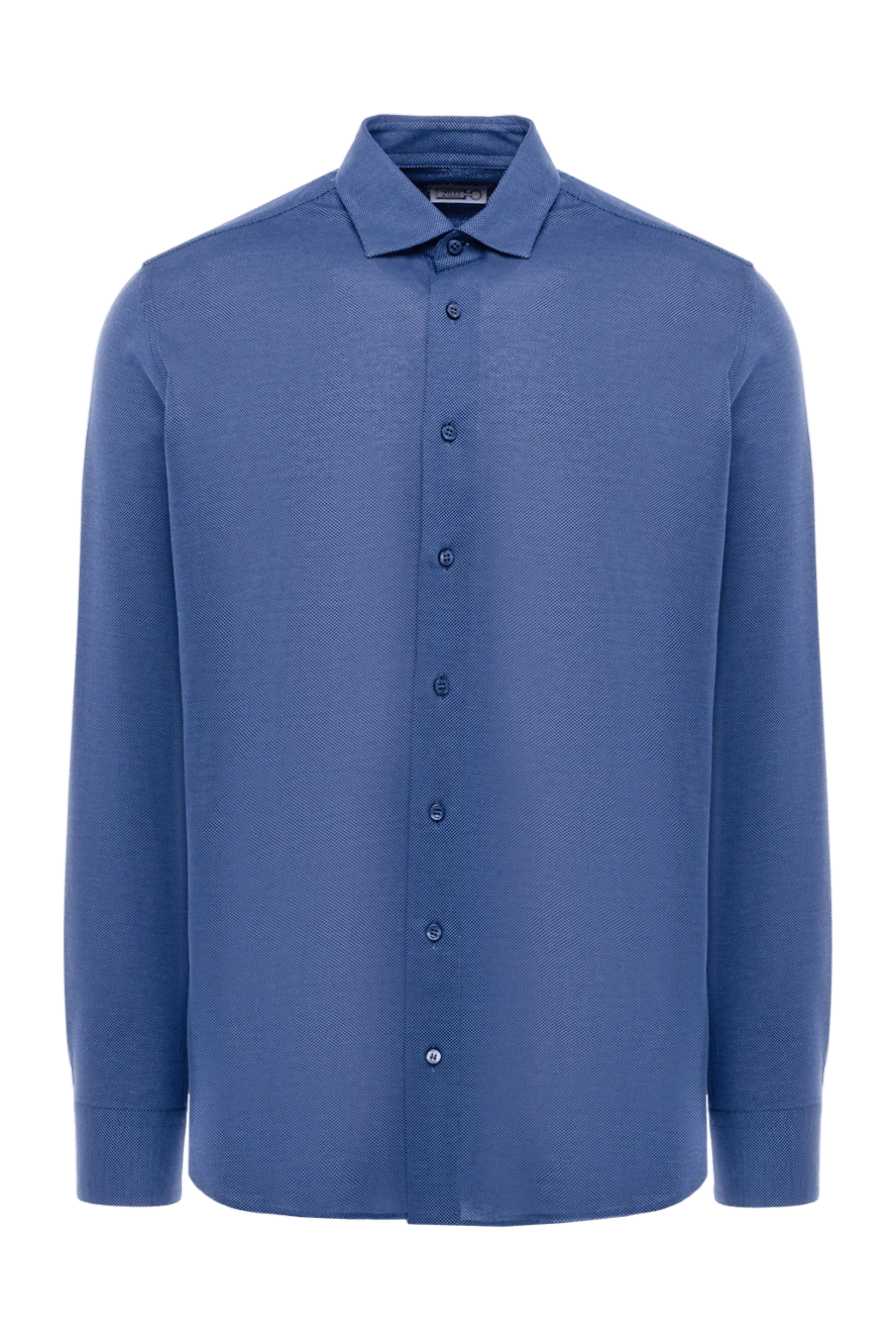 Zilli сорочка чоловіча синя з текстурним плетінням 150643 - фото 1