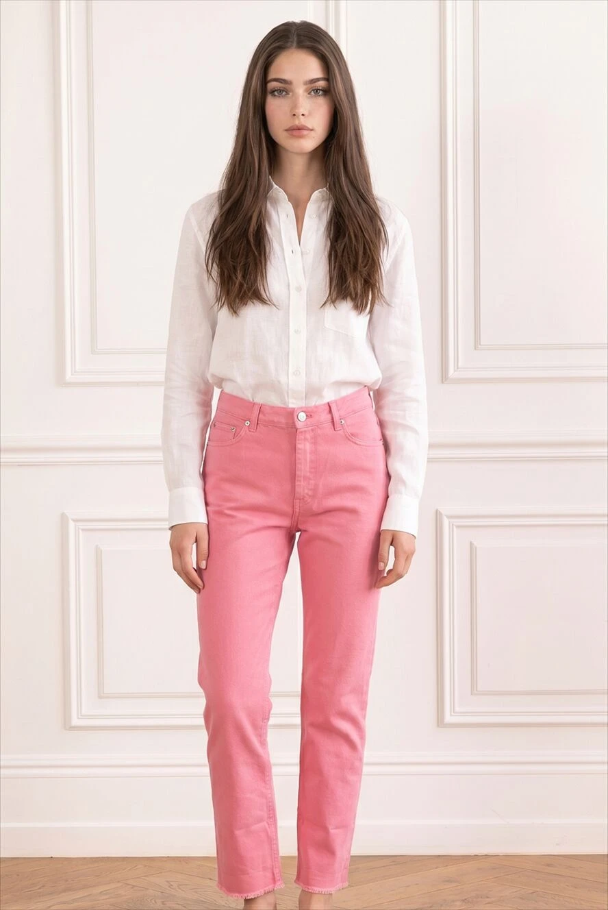 Celine women's pink cotton jeans 150809 - photo 1