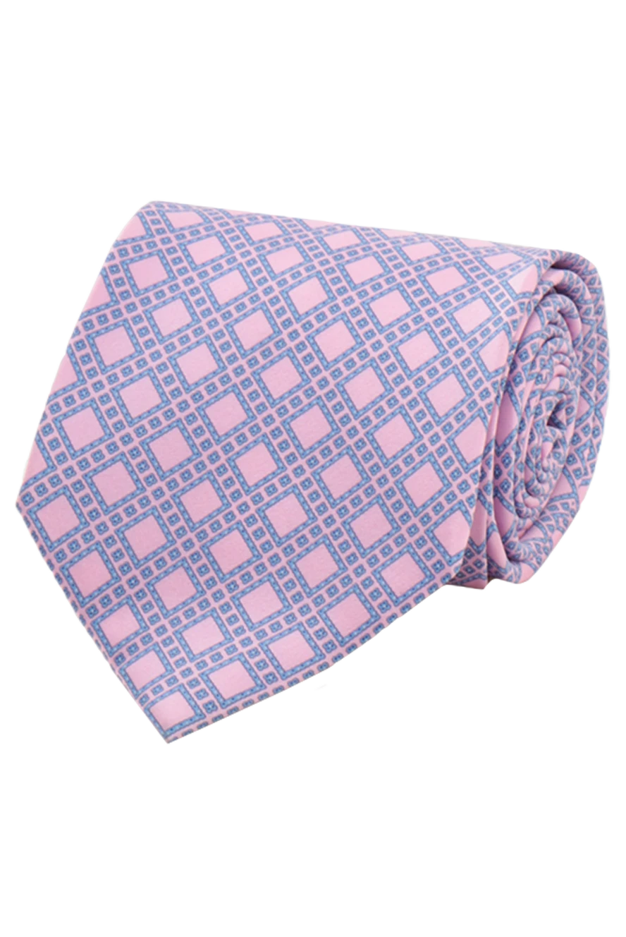 Stefano Ricci silk pink tie with geometric check pattern 150935 - photo 1