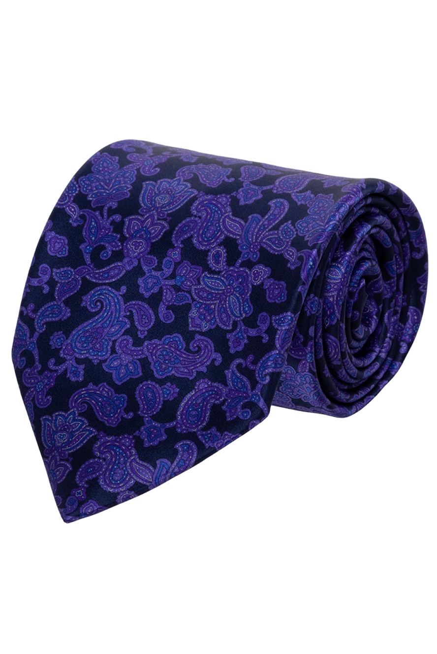 Stefano Ricci шовкова краватка з орнаментом пейслі у фіолетово-синій гамі. 150945 - фото 1