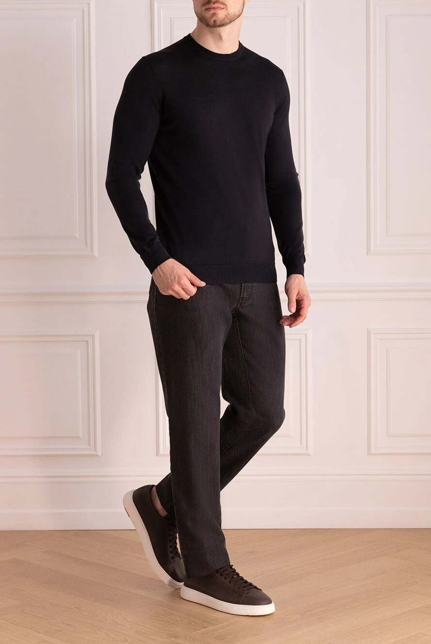Brioni мужские джинсы из хлопка и эластана черные мужские купить с ценами и фото 151092 - фото 1