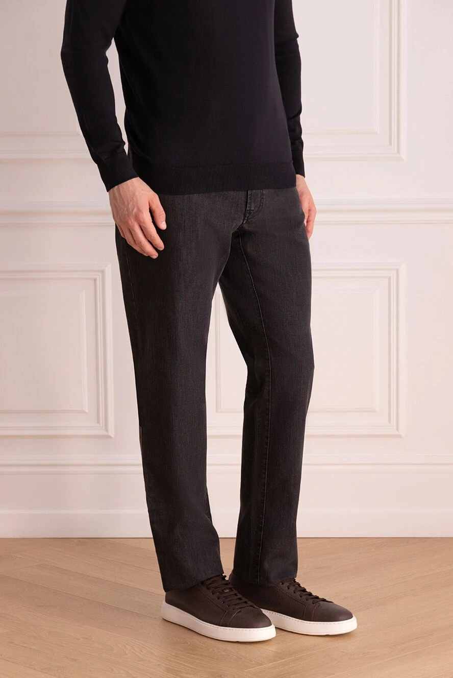 Brioni мужские джинсы из хлопка и эластана черные мужские купить с ценами и фото 151092 - фото 2
