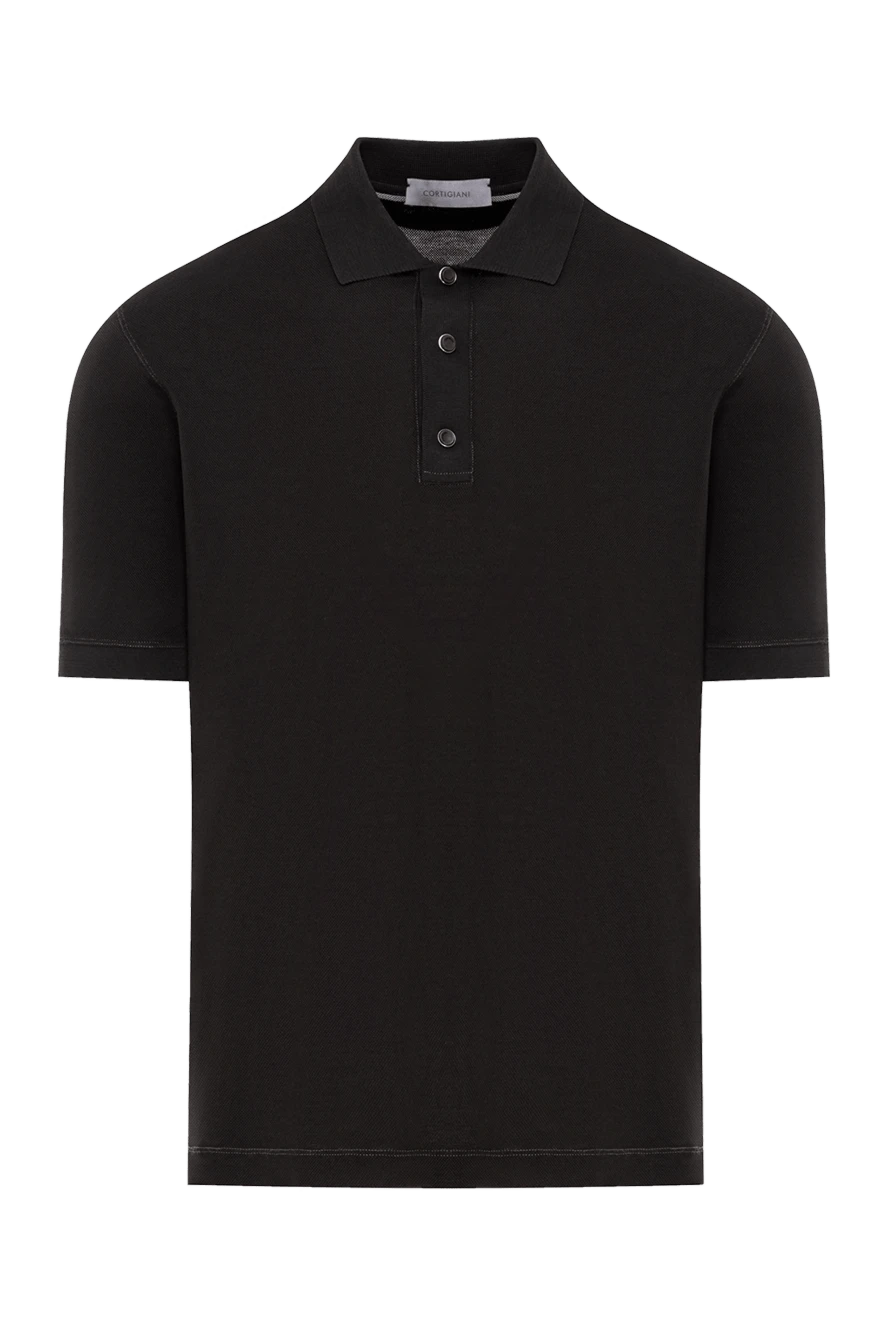 Cortigiani бежеве бавовняне поло з блакитними манжетами та планкою 151252 - фото 1