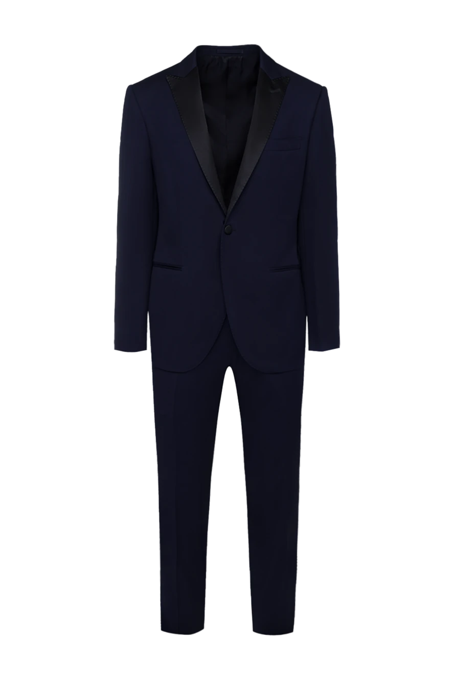 Lubiam костюм-смокинг шерстяной синий с заостренными лацканами мужской 151332 - фото 1