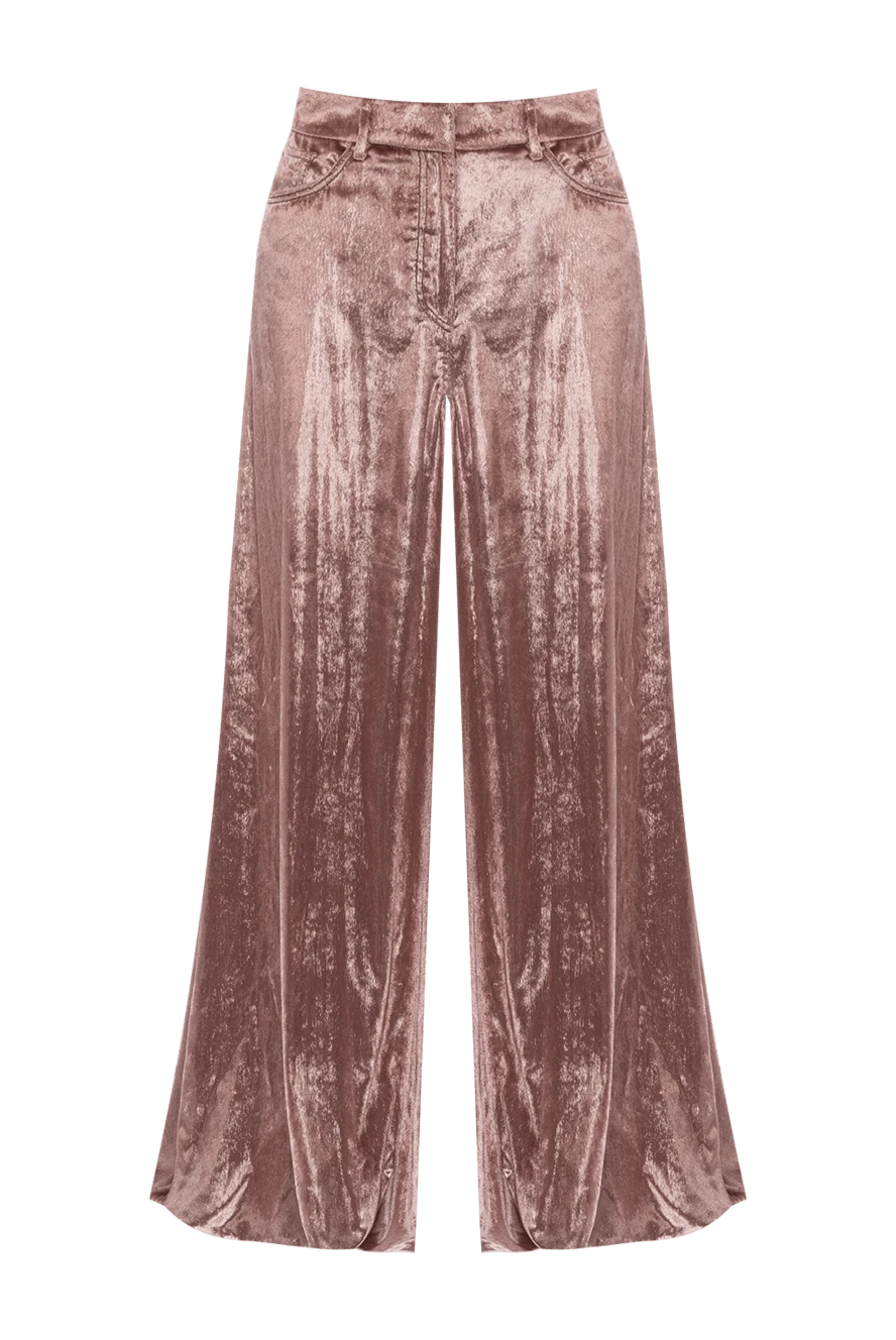 Brunello Cucinelli женские брюки широкие с блестящим напылением коричневые 151866 - фото 1