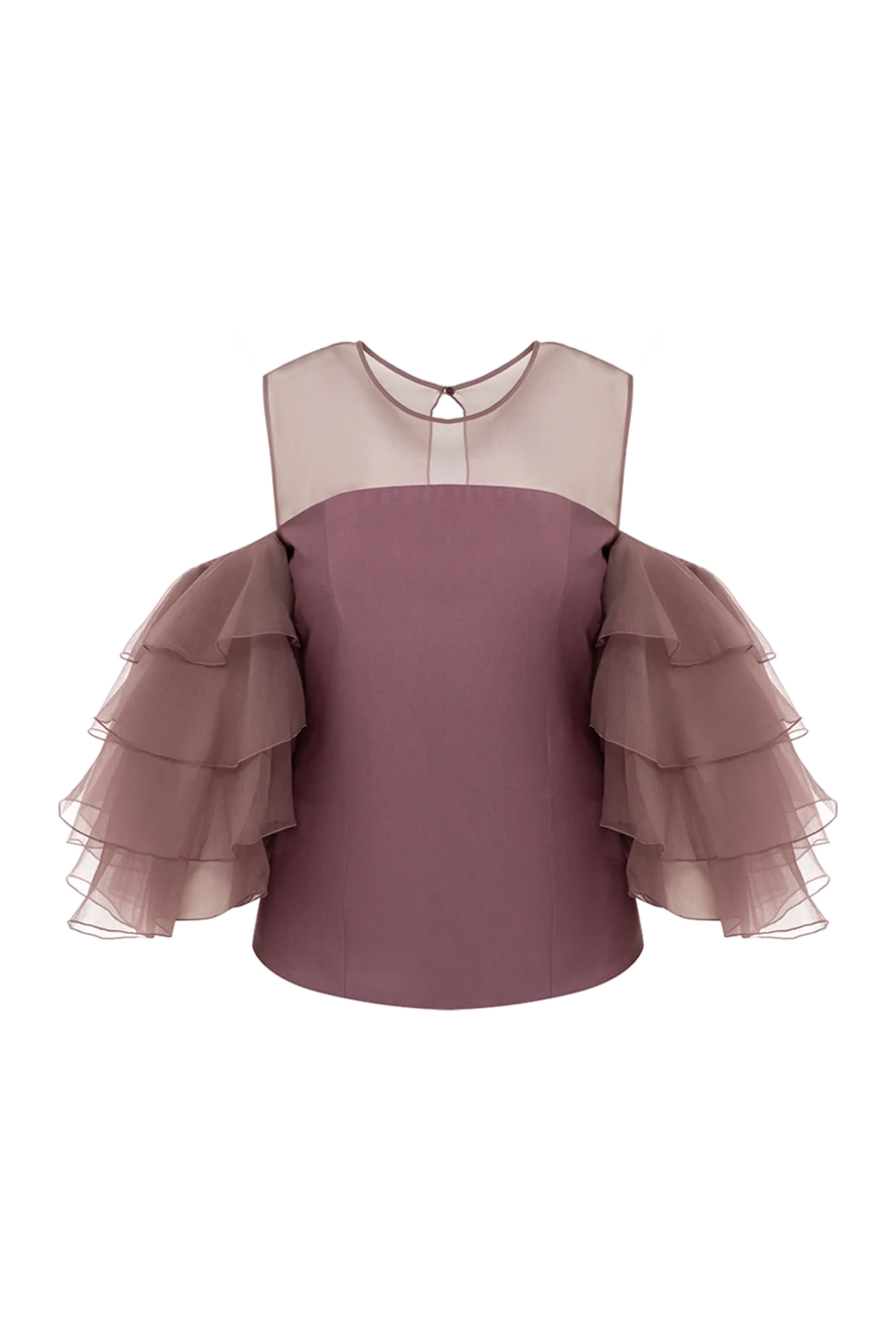 Brunello Cucinelli блуза женская с воланами фиолетовая 151882 - фото 1