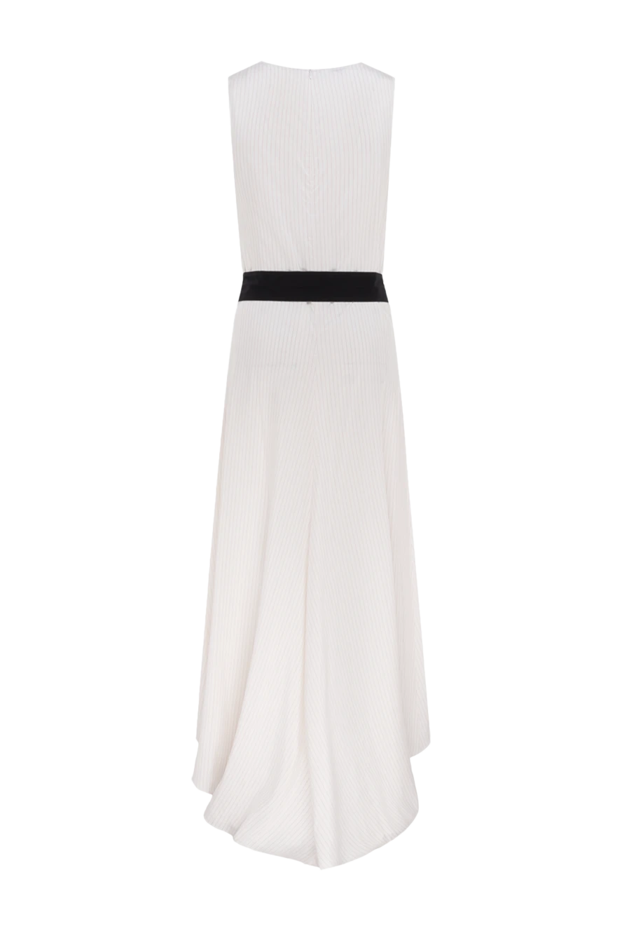 Brunello Cucinelli платье шелковое светлое с асимметричным подолом и поясом на талии 151884 - фото 1