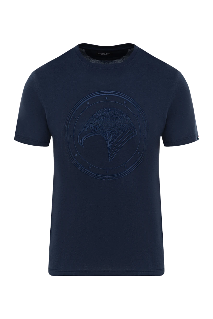Stefano Ricci футболка з бавовни та модала синя чоловіча 152242 - фото 1