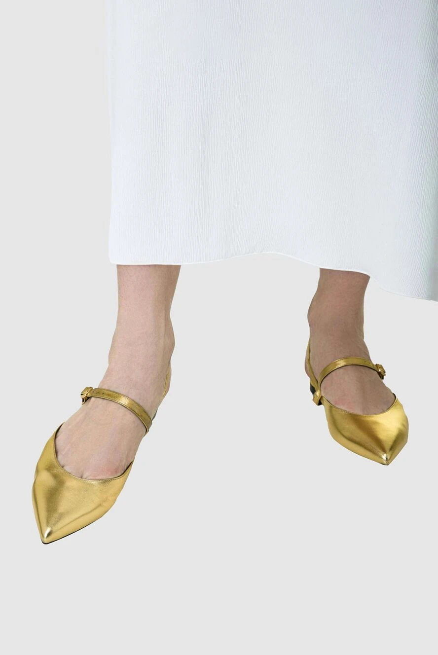 Celine жіночі туфлі зі шкіри золотисті жіночі купити фото з цінами 152398