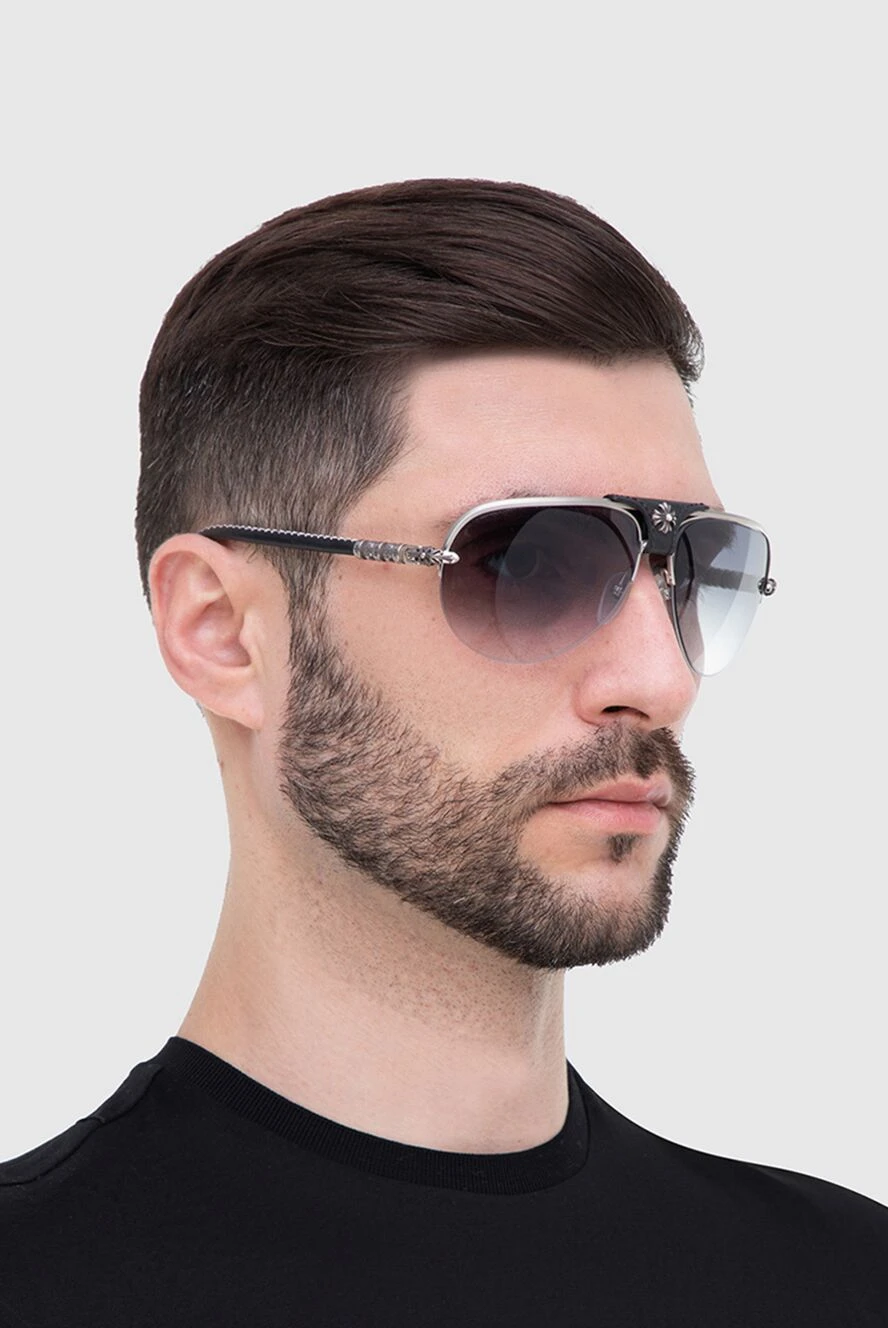 Chrome Hearts чоловічі окуляри сонцезахисні з металу та пластику сірі чоловічі купити фото з цінами 152712