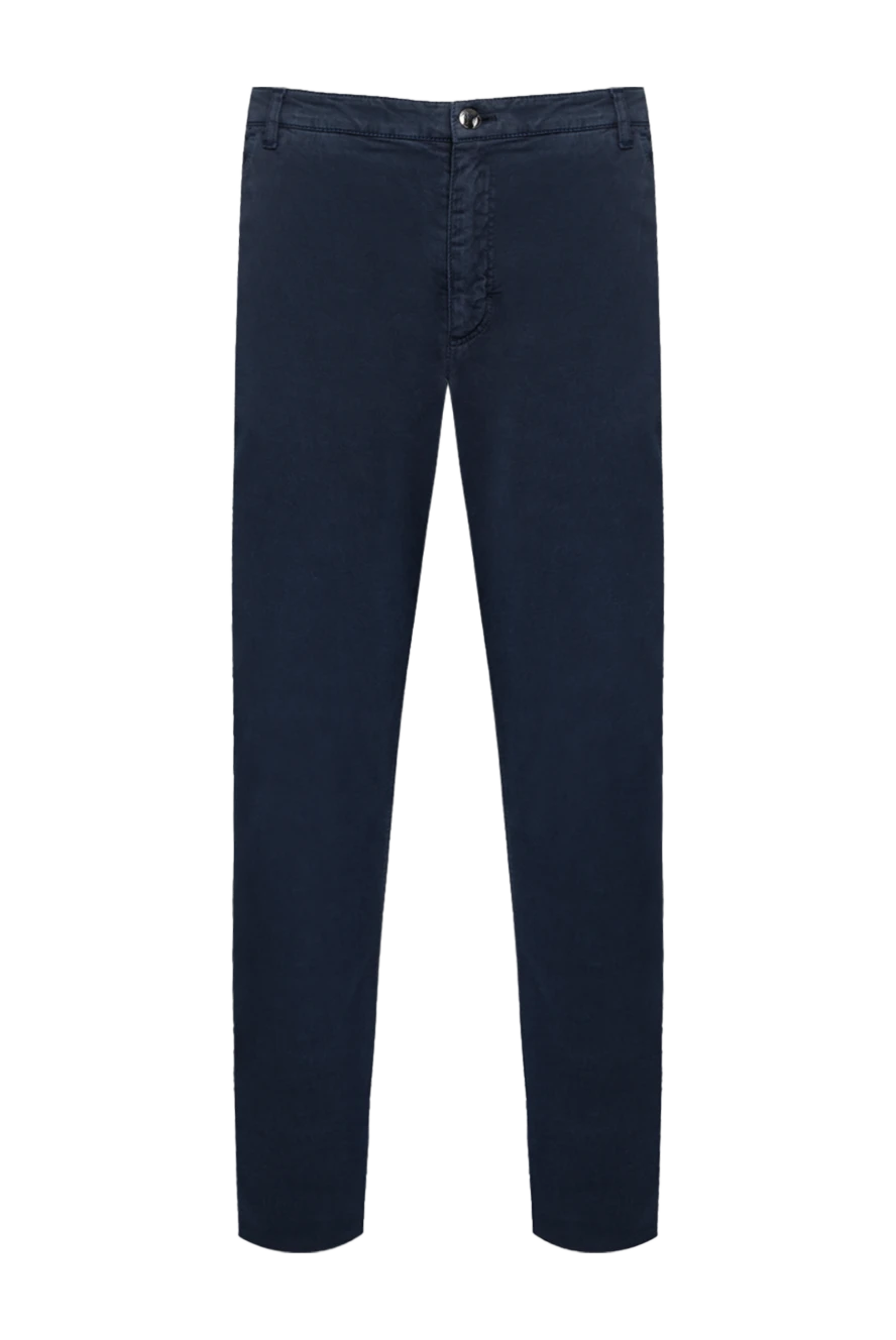 Zilli штани з бавовни та кашеміру чоловічі у насиченому темно-синьому кольорі 152815 - фото 1