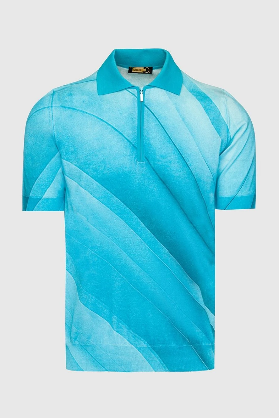 Zilli light blue cotton polo shirt with gradient pattern for men 196335 - photo 1