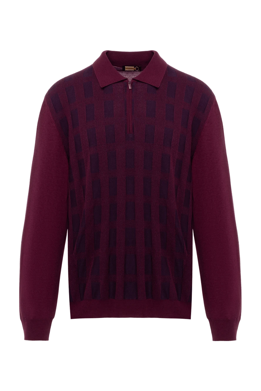 Zilli man long-sleeved polo from silk and cashmere burgundy for men 153021 - photo 1