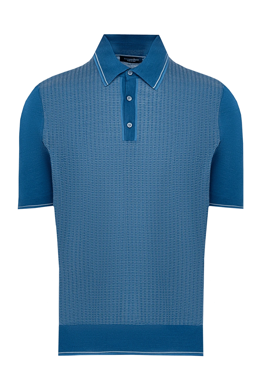 Stefano Ricci поло з шовку синє чоловіче 153176 - фото 1