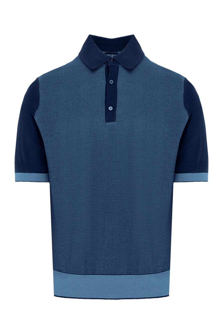 Stefano Ricci поло з вовни та шовку синє чоловіче 153181 - фото 1