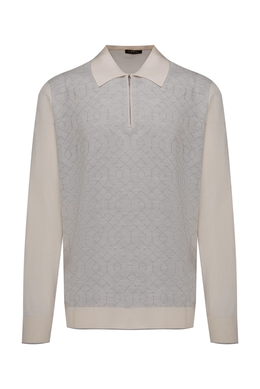 Cesare di Napoli man long sleeve polo in silk and cashmere white for men buy with prices and photos 153319 - photo 1