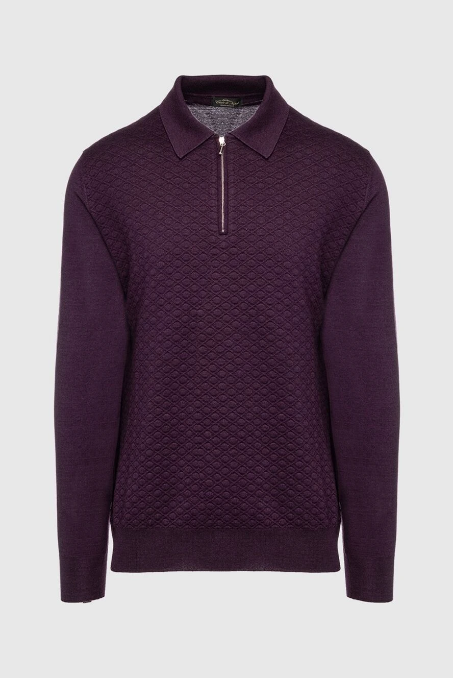 Cesare di Napoli man long sleeve polo in silk and cashmere violet for men buy with prices and photos 153361