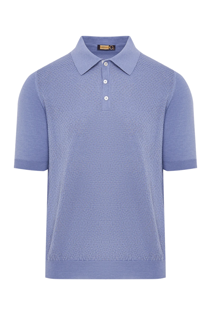 Zilli поло из кашемира и шелка синее мужское 153540 - фото 1