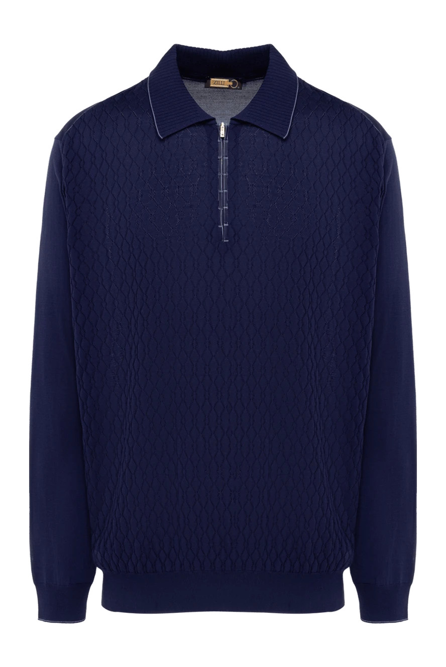 Zilli man long sleeve polo in silk and alligator blue for men buy with prices and photos 153589 - photo 1