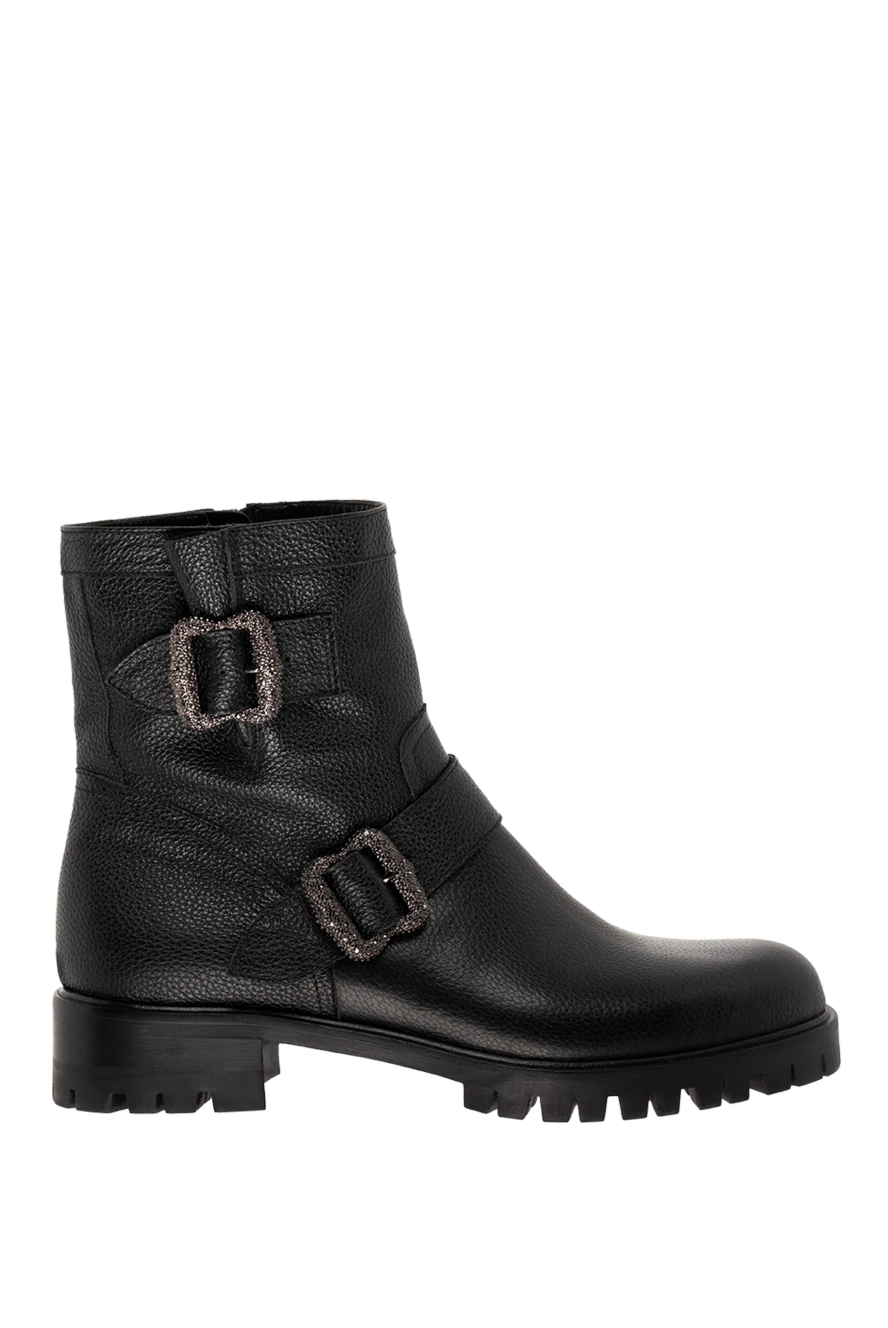 Fleur de Paris woman women's black leather boots with decorative buckles 153968 - photo 1