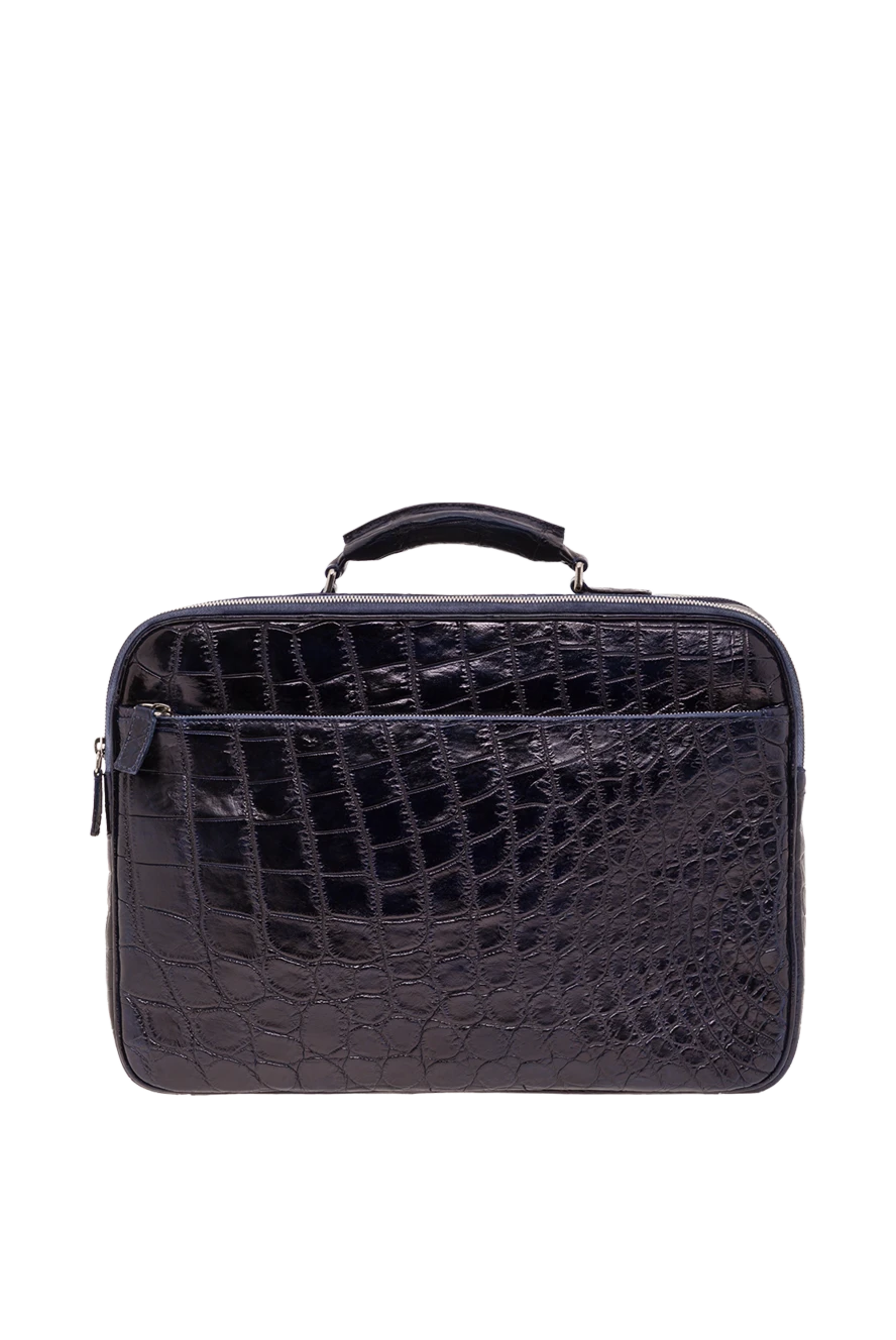 Cesare di Napoli crocodile leather briefcase blue with shoulder strap men's 154721 - photo 1