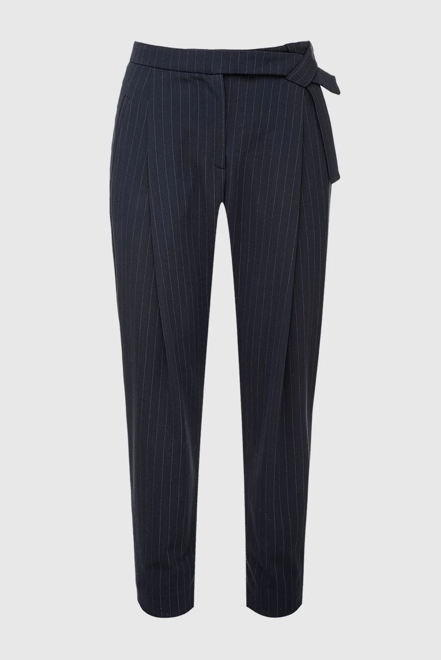 Brunello Cucinelli штани жіночі укорочені в смужку сині 154851 - фото 1