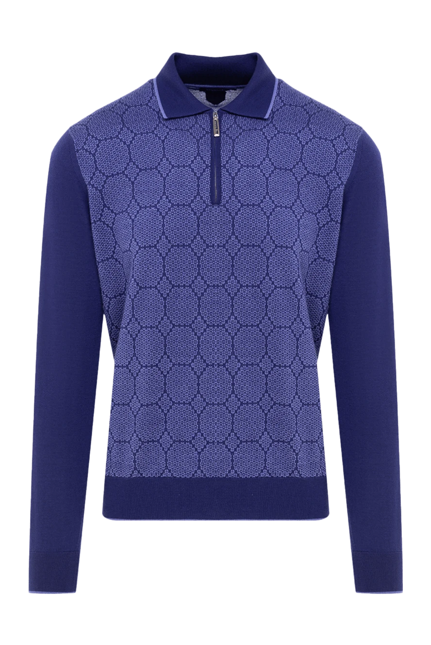 Stefano Ricci поло з довгим рукавом з шовку та кашеміру синє чоловіче 154879 - фото 1