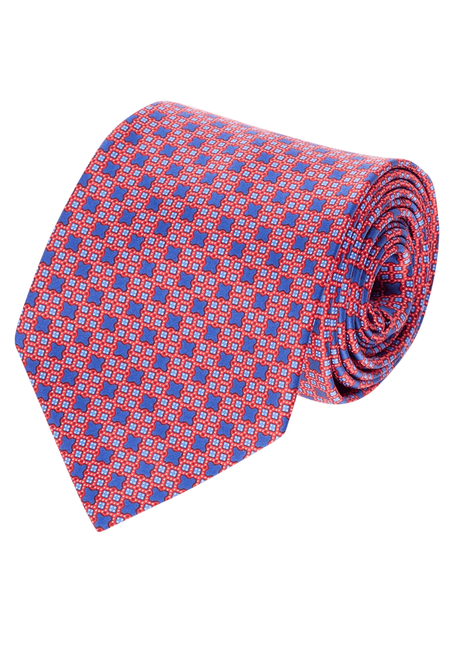 Stefano Ricci рожево-синя шовкова краватка з геометричним орнаментом. 155187 - фото 1