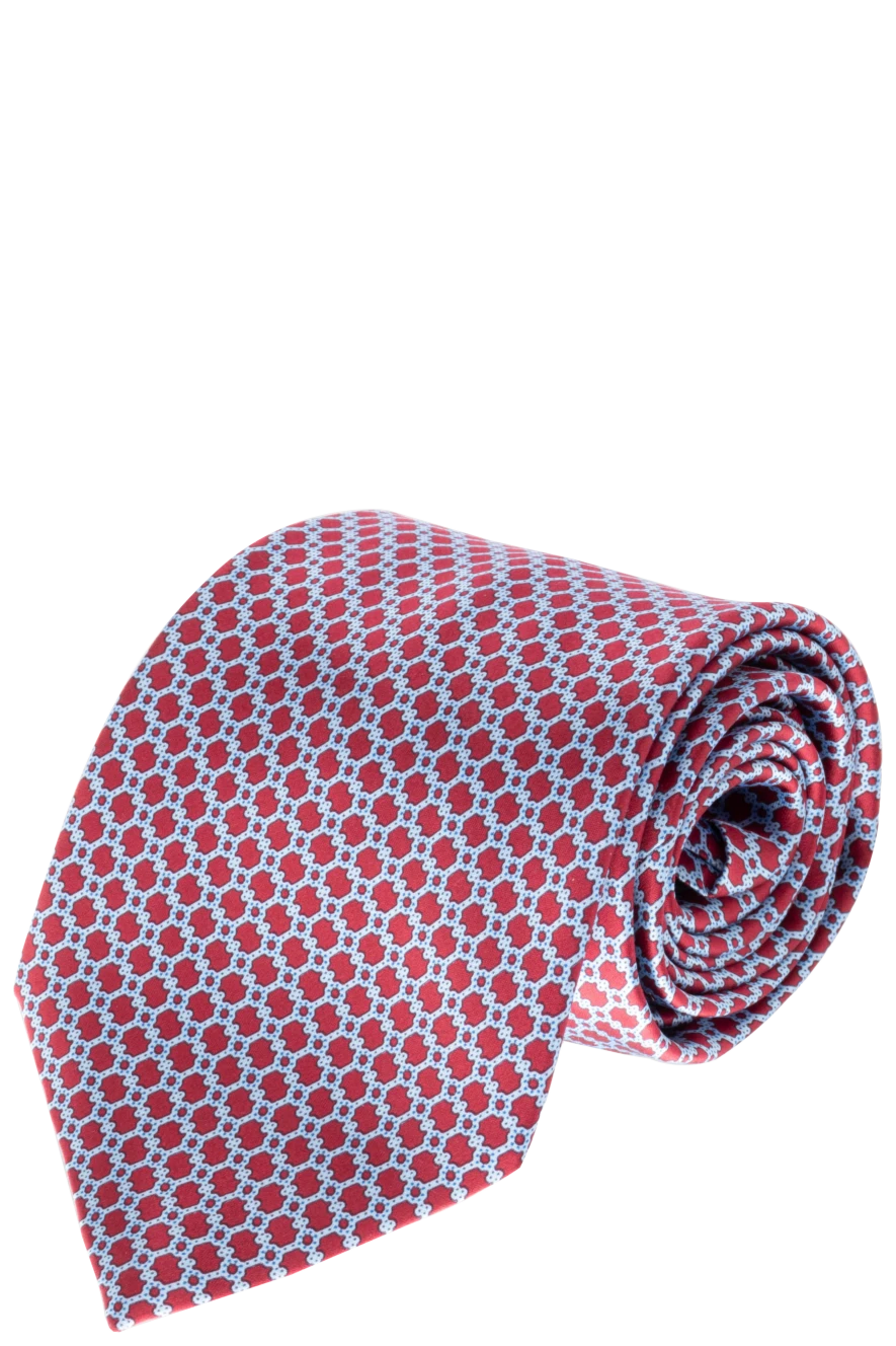 Stefano Ricci краватка з шовку в червоному кольорі з блакитним візерунком. 155197 - фото 1