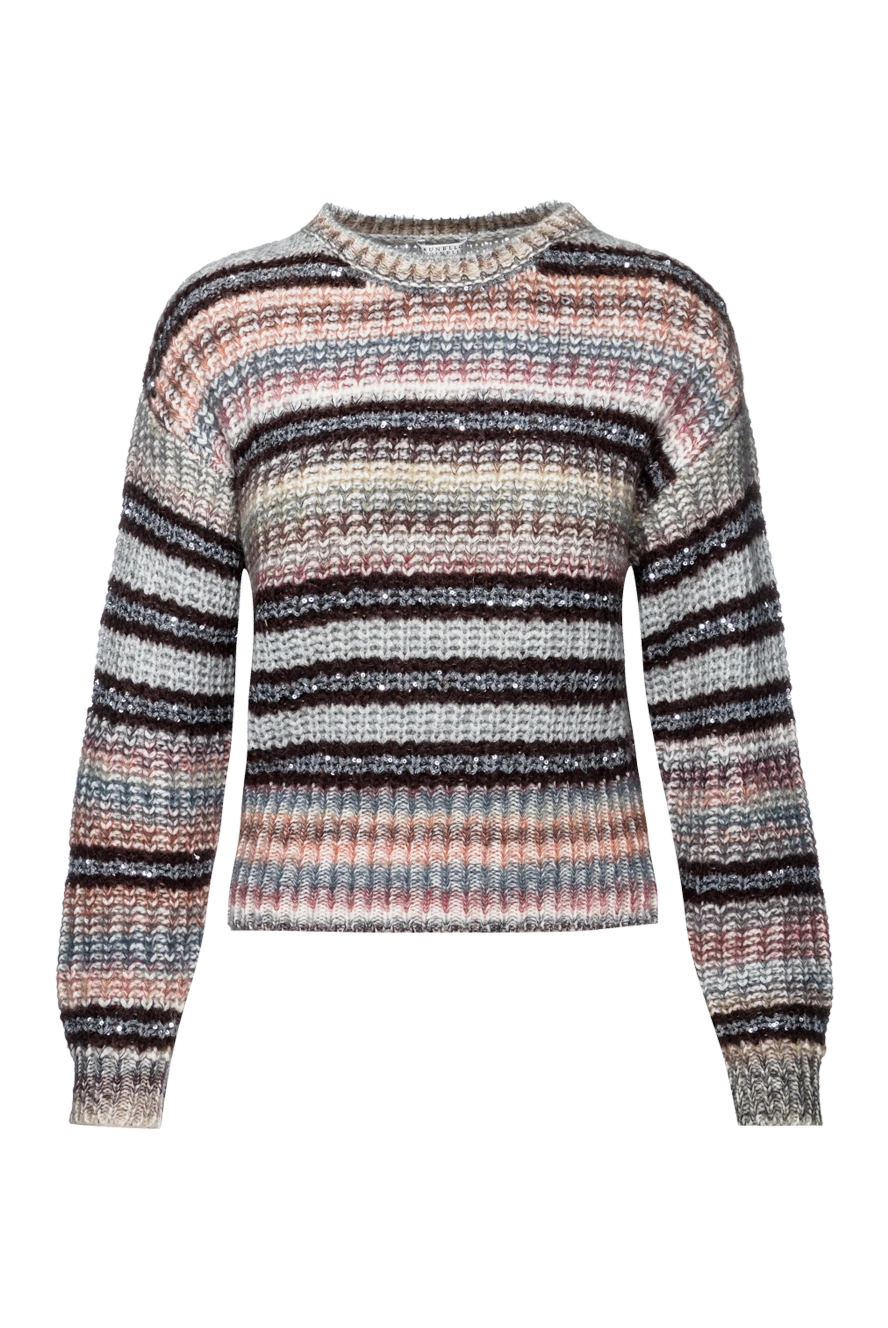 Brunello Cucinelli a knit jumper with multicolored stripes and a voluminous texture 155217 - photo 1