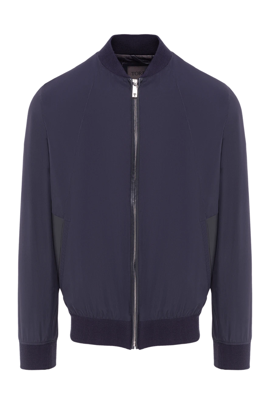 Torras бомбер із мікрофібри синього кольору з контрастними вставками 155288 - фото 1
