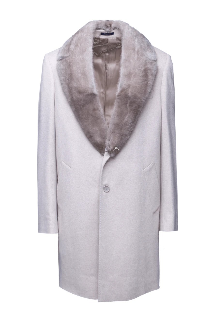 Cesare di Napoli man white cashmere and mink coat for men buy with prices and photos 155511 - photo 1