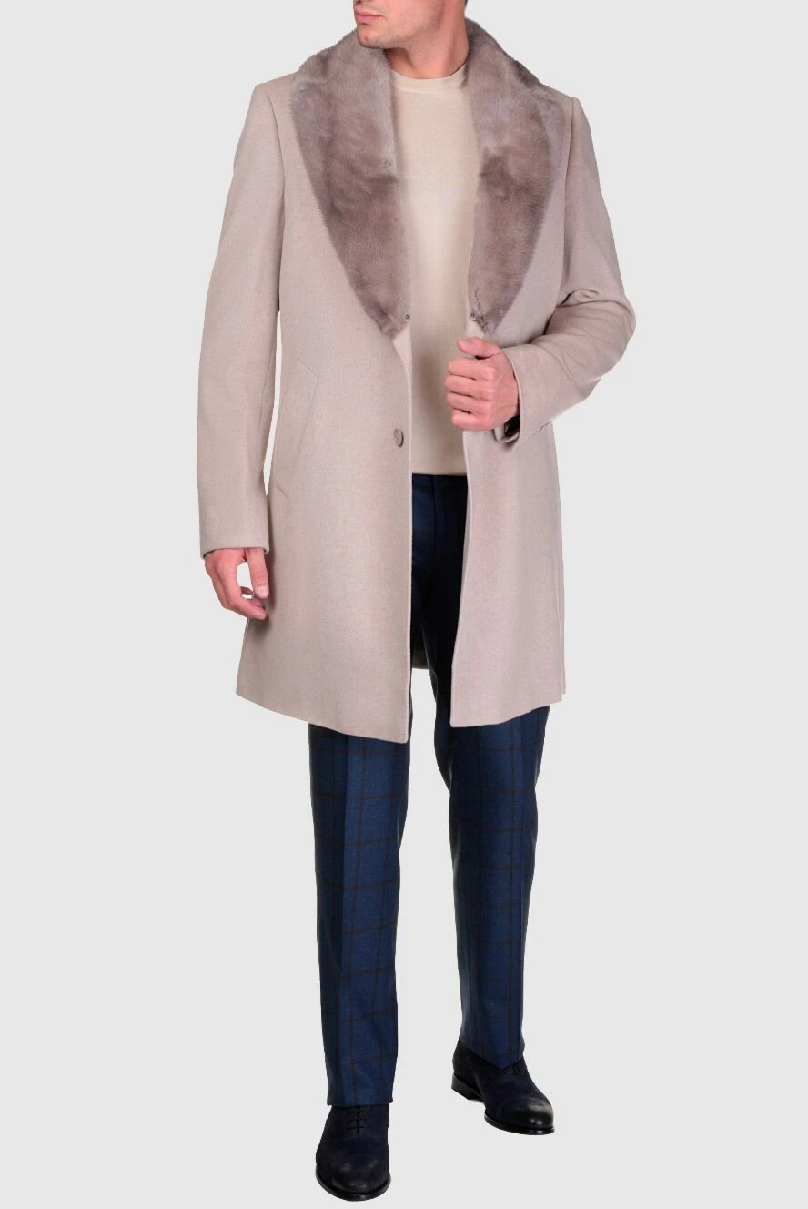 Cesare di Napoli man white cashmere and mink coat for men buy with prices and photos 155511 - photo 2