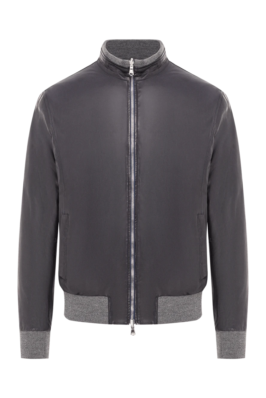 Barba Napoli mens blue leather bomber jacket with quilted lining 155581 - photo 1
