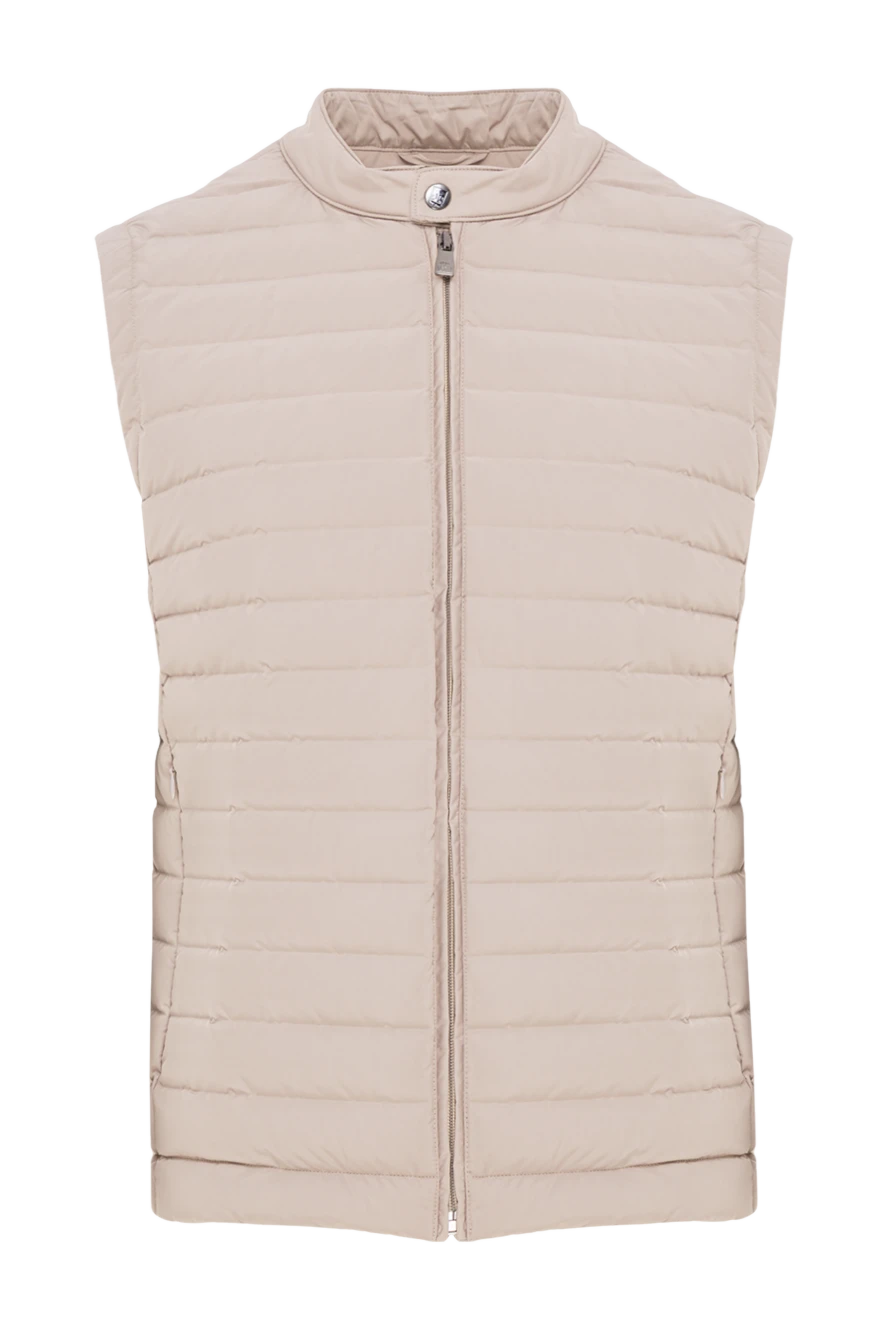 Corneliani світлий жилет на блискавці з фактурною строчкою та м'якою посадкою 155604 - фото 1