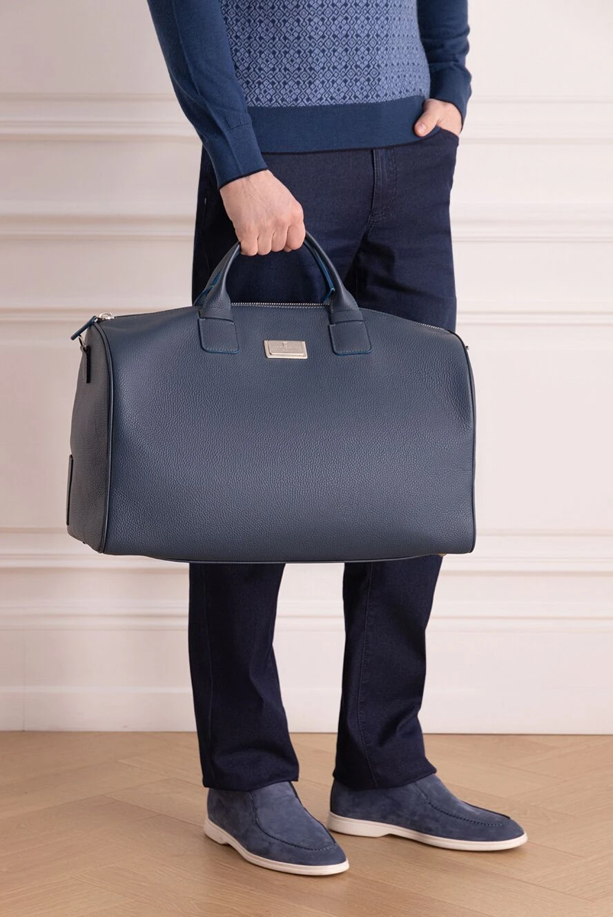 Corneliani мужские сумка дорожная из кожи синяя мужская купить с ценами и фото 155607 - фото 2