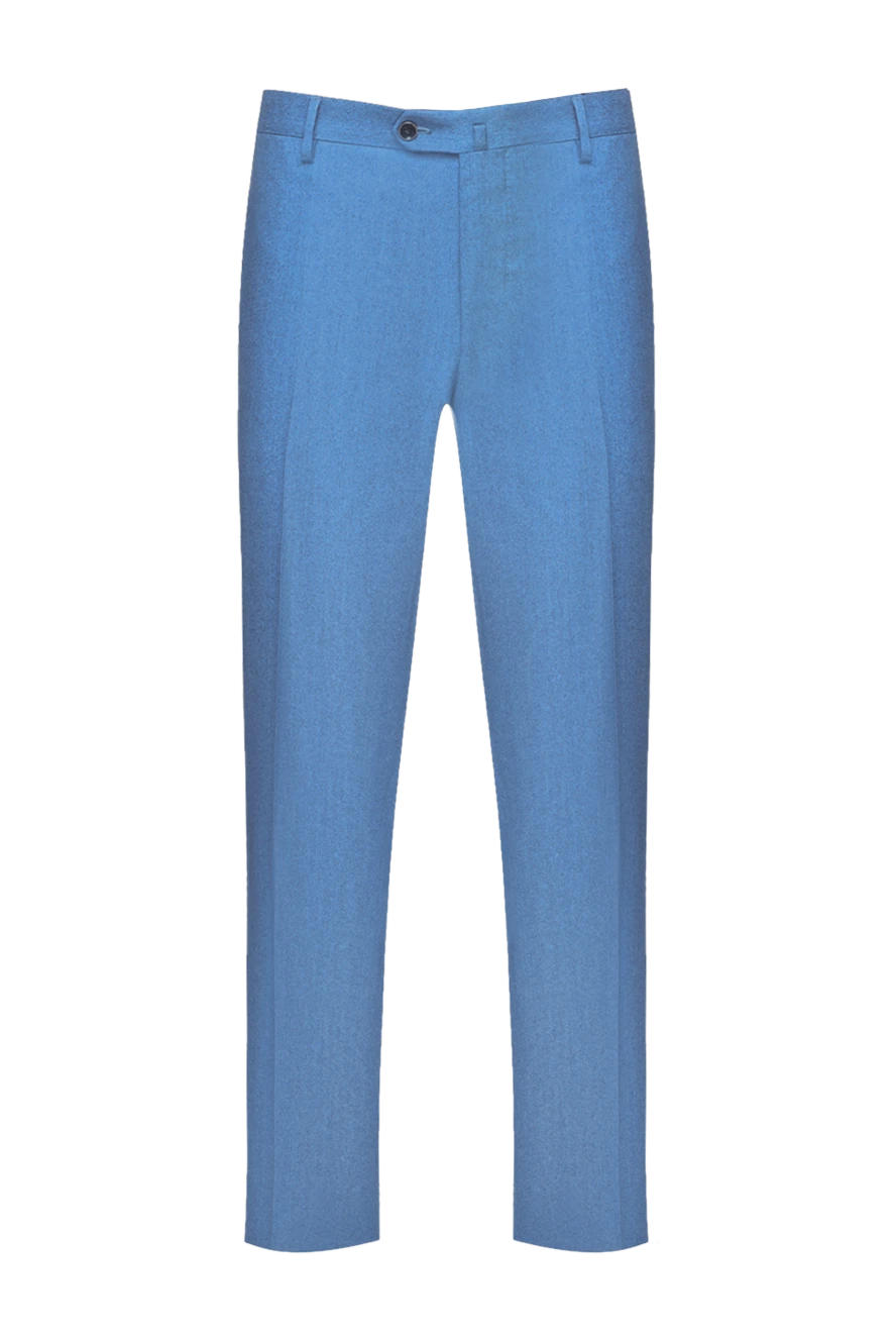 Cesare di Napoli чоловічі штани з натуральної вовни блакитні 155630 - фото 1