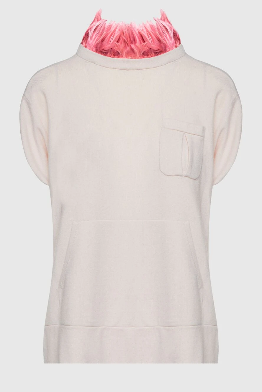 Brunello Cucinelli белый джемпер без рукавов из кашемира с карманом 155692 - фото 1