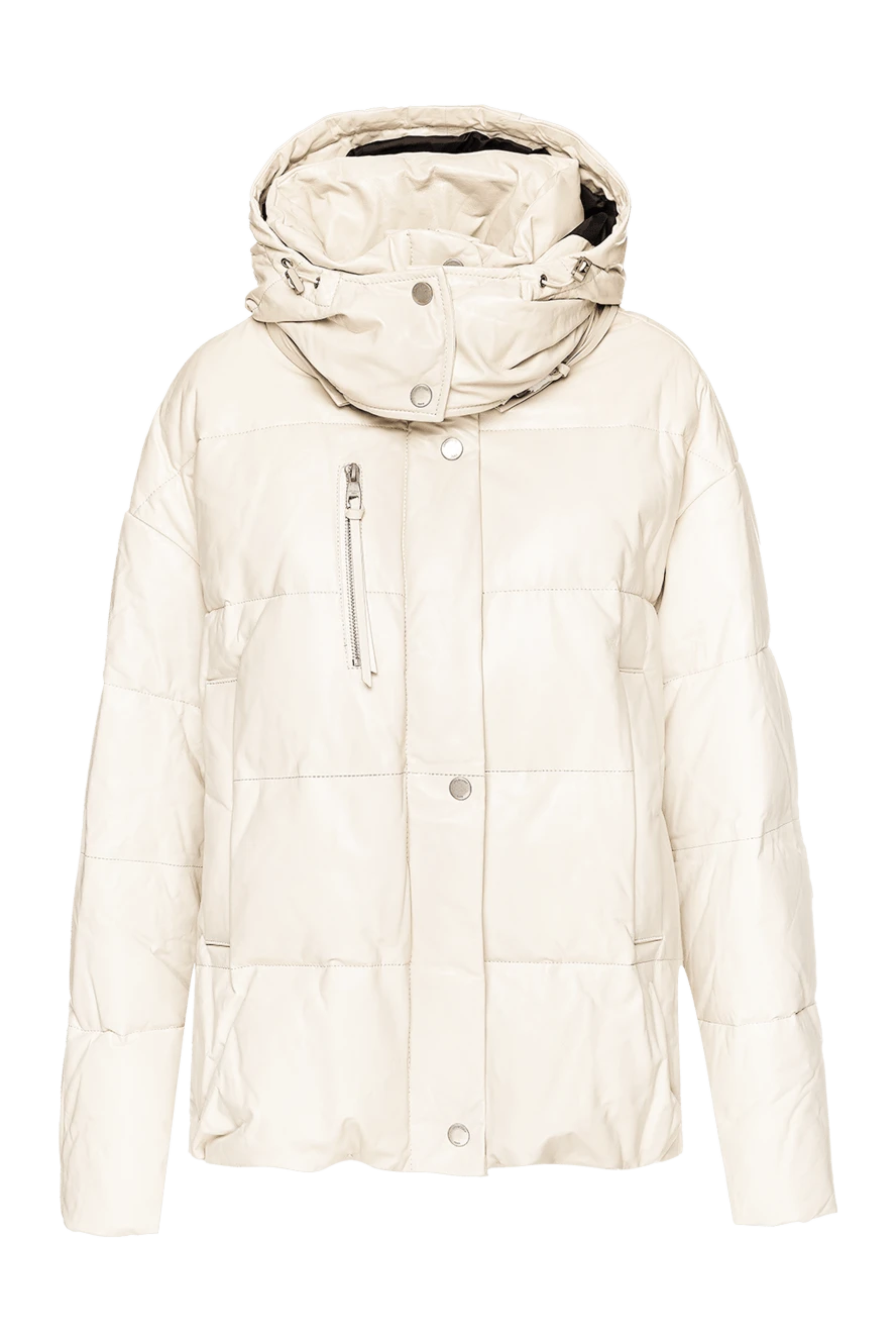 Intuition white women's down jacket made of genuine leather 156029 - photo 1