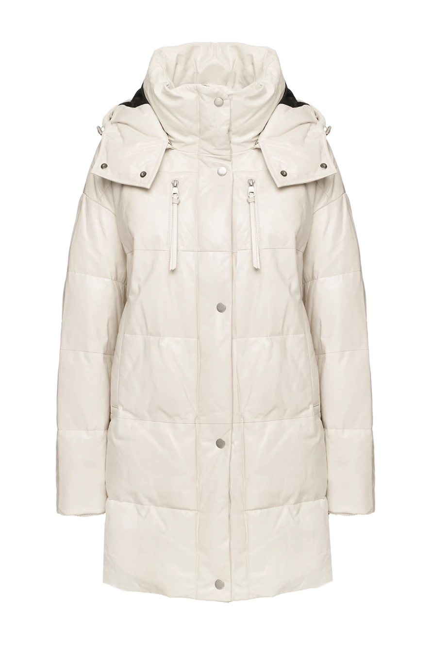 Intuition white women's down jacket made of genuine leather 156031 - photo 1