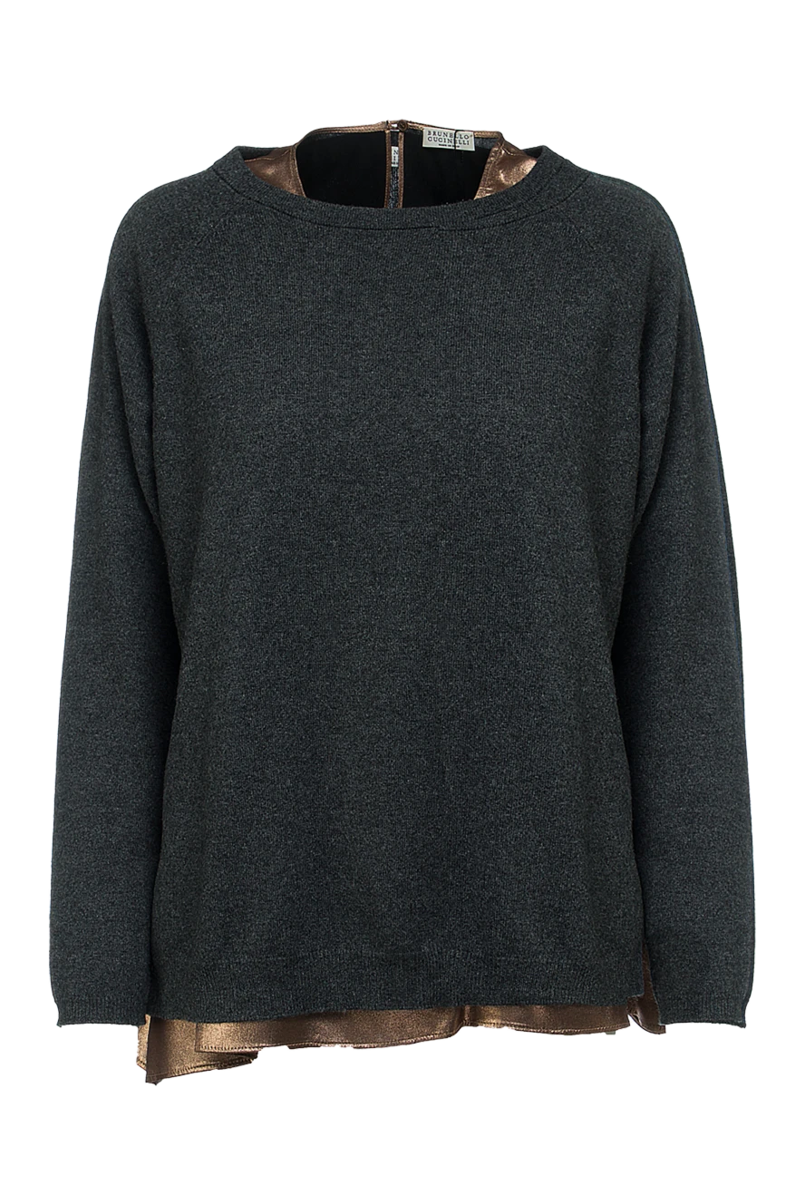 Brunello Cucinelli джемпер из шелка и шерсти серый женский 156350 - фото 1