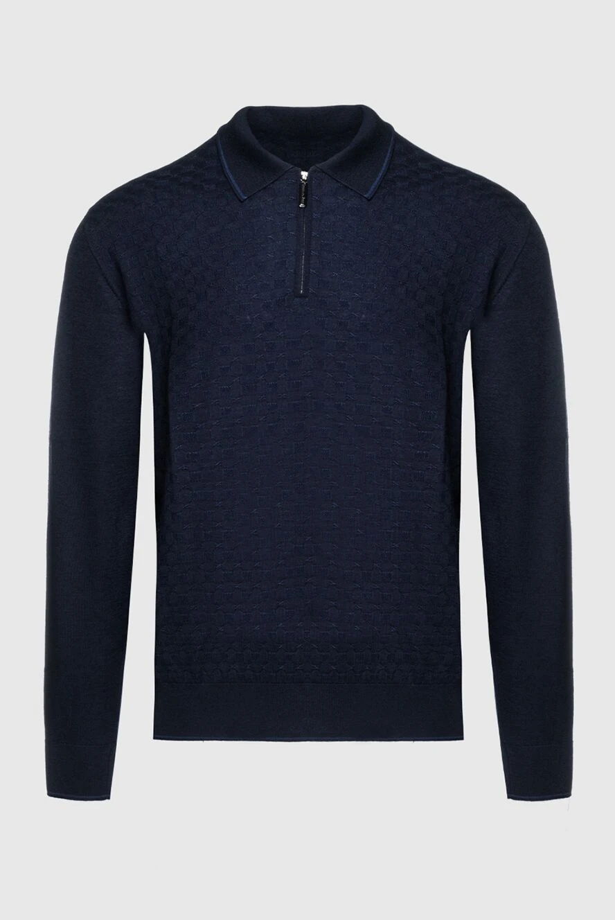 Stefano Ricci поло с длинным рукавом из шелка и кашемира синее мужское 156908 - фото 1