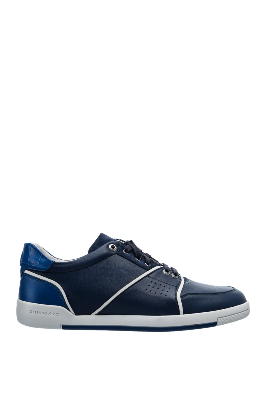 Stefano Ricci кросівки з контрастним оздобленням зі шкіри та шкіри крокодила 157218 - фото 1