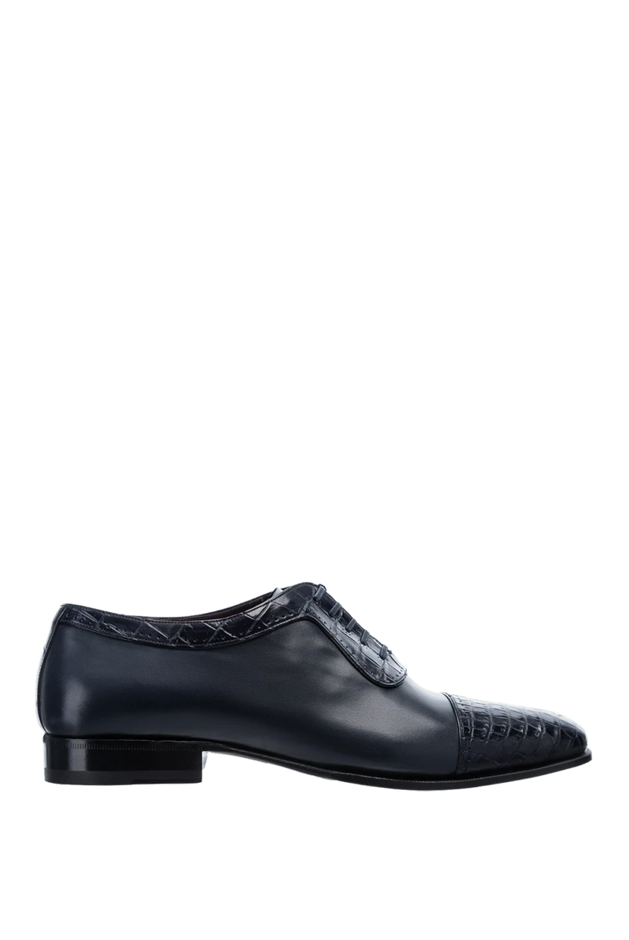 Stefano Ricci туфлі чоловічі із шкіри і шкіри крокодила сині 157219 - фото 1