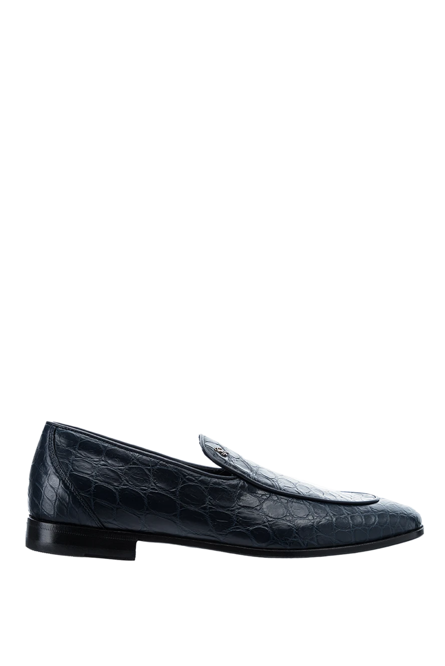 Stefano Ricci лофери із натуральної шкіри крокодила темно сині 157220 - фото 1