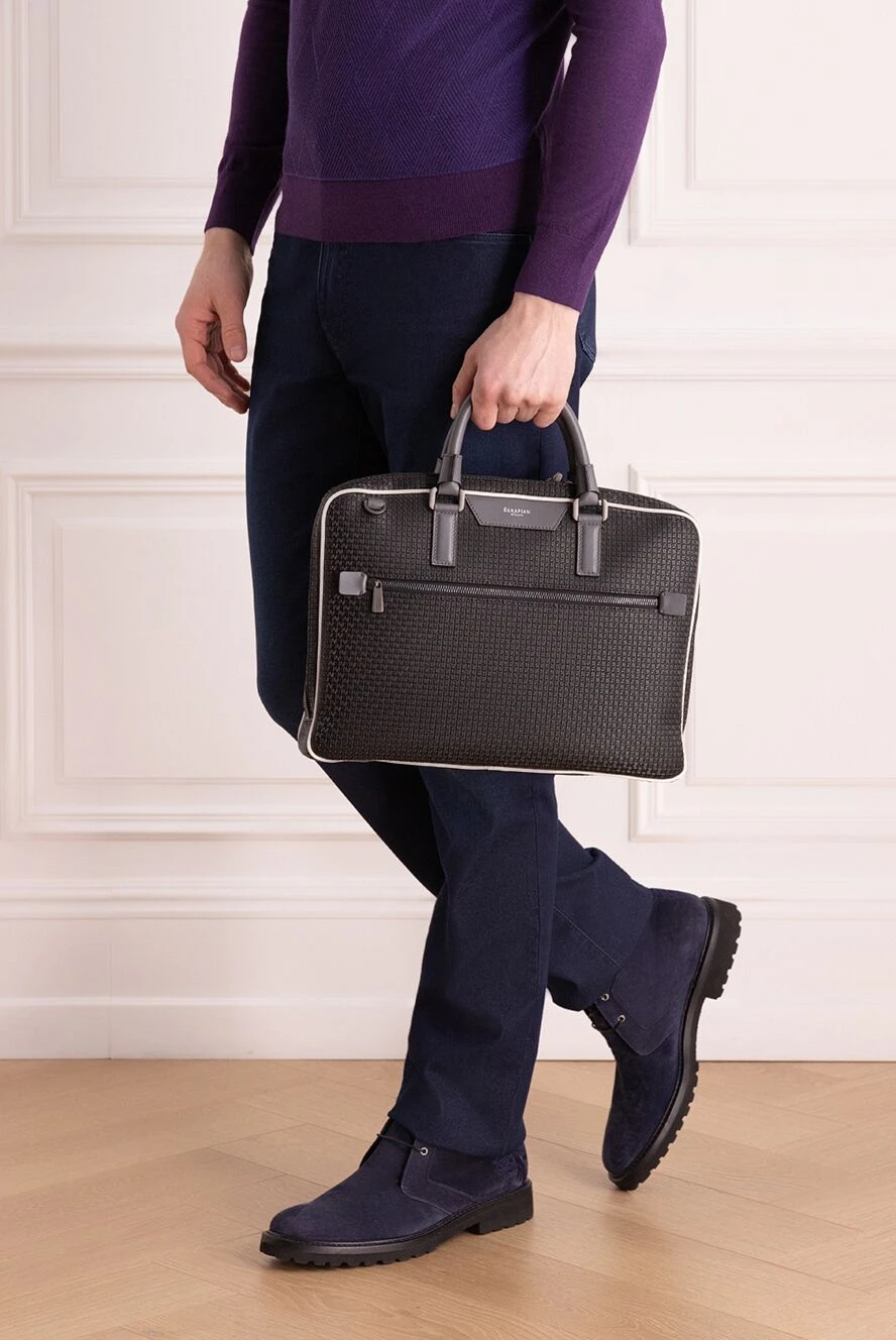 Serapian man black leather briefcase for men buy with prices and photos 157759 - photo 2