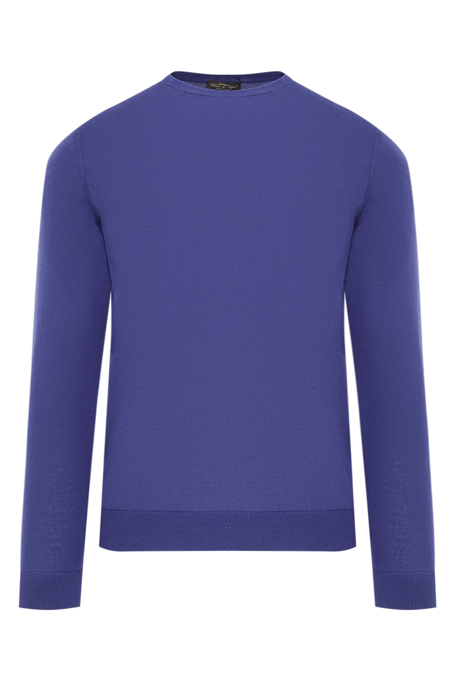 Cesare di Napoli джемпер насыщенно-синий шелковый приталенный мужской 158172 - фото 1