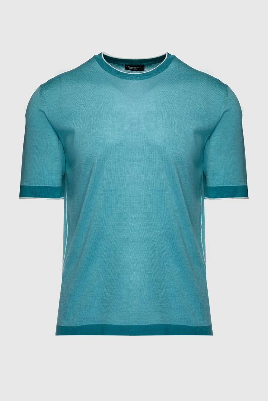 Stefano Ricci джемпер з коротким рукавом з шовку та бавовни зелений чоловічий 158733 - фото 1