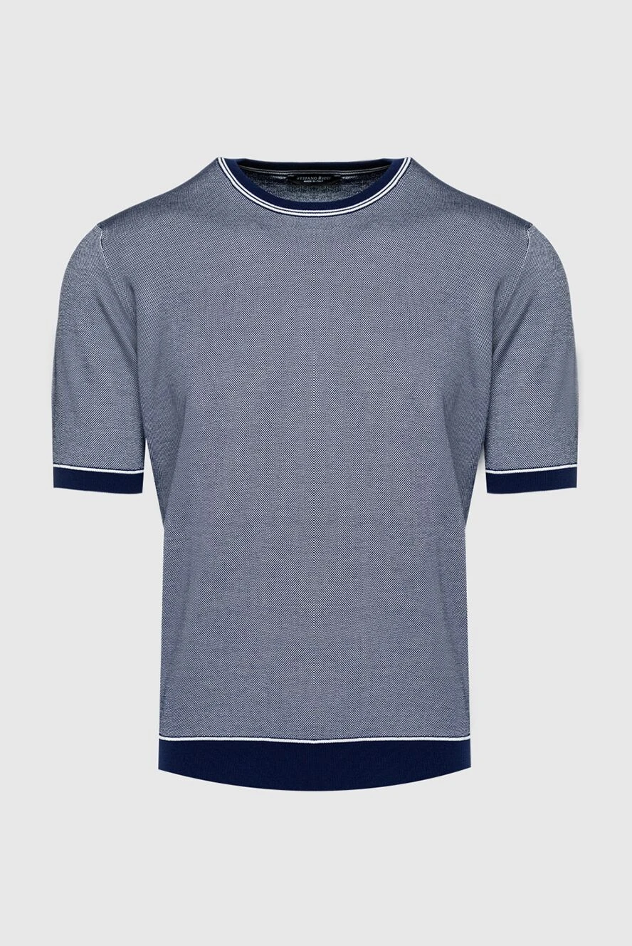 Stefano Ricci джемпер с коротким рукавом из шелка и хлопка синий мужской 158781 - фото 1